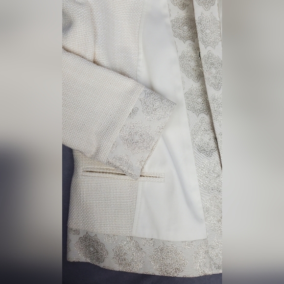 Jones New York  White silver Ted baker style Women's blazer Size 10 - Picture 6 of 15